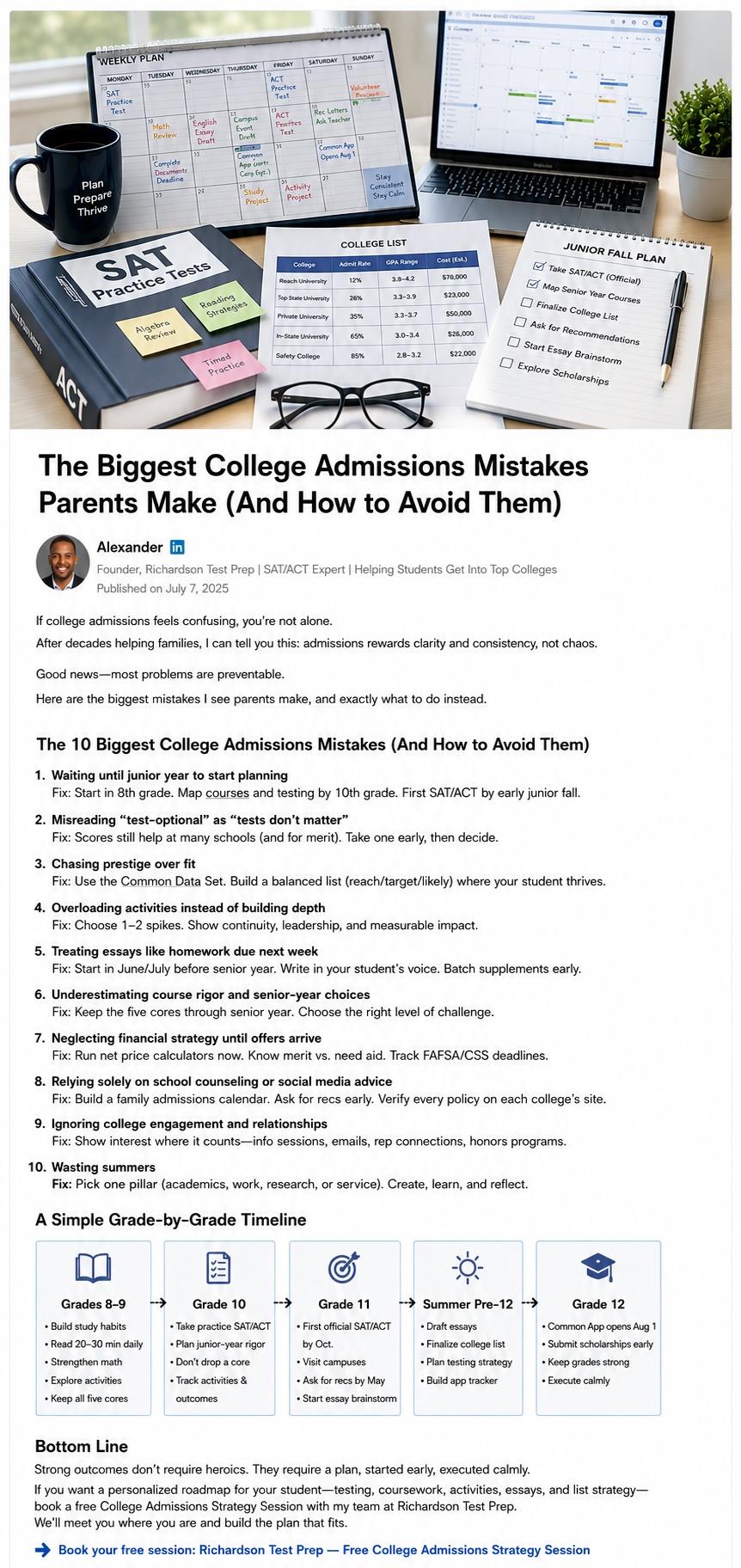 college admission mistakes
